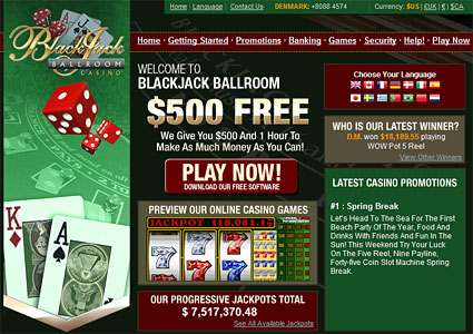 Blackjack Ballroom Online Casino Home Page